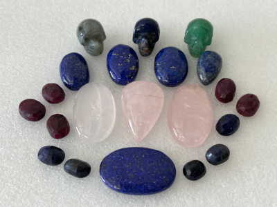 Beautiful Gemstones: Lapis Lazuli, Madagascar Rub&iacute;es, Rose Quartz, Labradorite