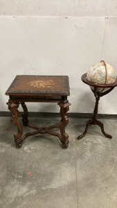 Vintage Globe And Stand With Antique End Table 24&rdquo;X18&rdquo; Please Inspect