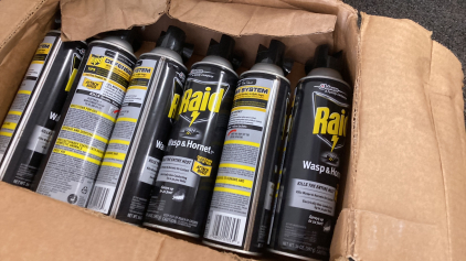 Box Of Raid 6 Cans Wasp And Hornet Spray Please Inspect