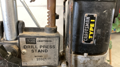 Craftsman Type1 Electric Drill With Drill Press Stand Works No Key Chuck Please Inspect