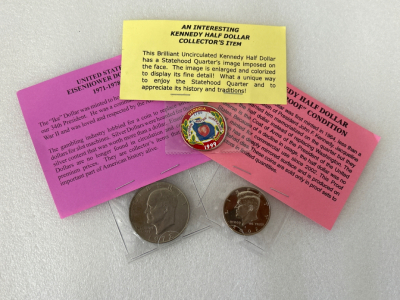 Eisenhower Dollar, Kennedy Half Dollar GEM Proof, and Collectors Kennedy Half Dollar