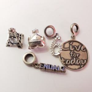 Silver Pack Of 5 Pandora Style Beads