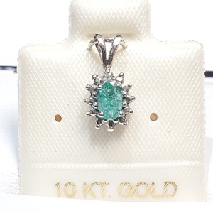 10K Emerald Diamond Pendant