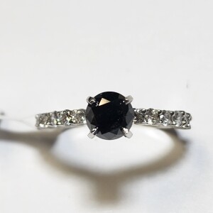 14K Black Diamond(0.55ct) Diamond (0.35Ct,I1-3,G-H) Ring