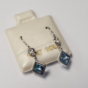10K Blue Topaz And Moonstone (1.7ct) Earrings