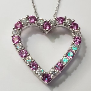 Silver Created Pink Sapphire Necklace