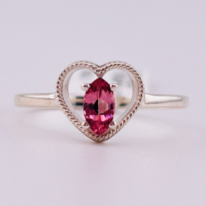 925 Sterling Silver Tourmaline Heart Ring