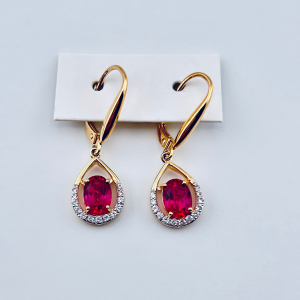14K Gold Plated 925 Sterling Silver Multi-Colored Stone Earrings