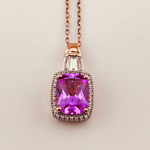 14K Rose Gold Plated 925 Sterling Silver Multi-Colored Stone Necklace