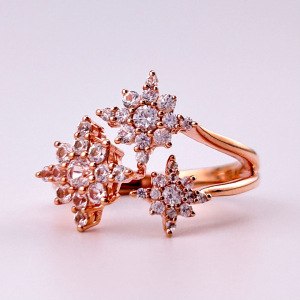 14K Rose Gold Plated 925 Sterling Silver Created White Sapphire Star Ring