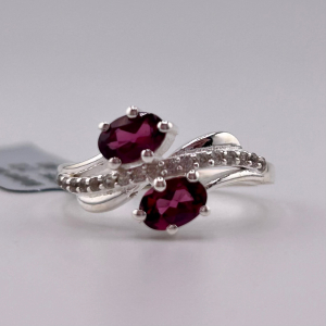 925 Sterling Silver Malaya Garnet Ring