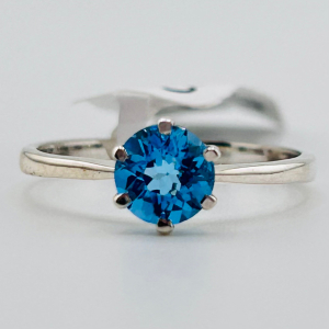 925 Sterling Silver Swiss Blue Topaz Ring