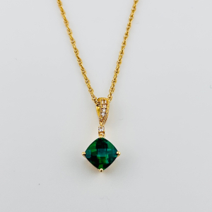 14K Gold Plated 925 Sterling Silver Multi-Colored Stone Necklace