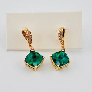 14K Gold Plated 925 Sterling Silver Multi-Colored Stone Earrings