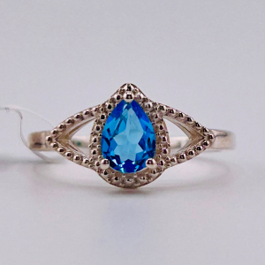 925 Sterling Silver Swiss Blue Topaz Ring