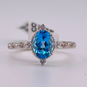 925 Sterling Silver Swiss Blue Topaz Ring