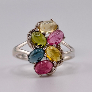 925 Sterling Silver Multi-Color Tourmaline Ring