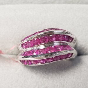 Silver Natural Ruby(2.65ct) CZ(0.13ct) Ring