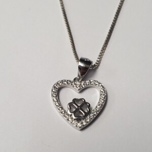 Silver Cz Heart 18" Necklace