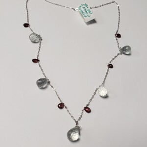 10K Green Amethyst And Tourmaline 17" Necklace