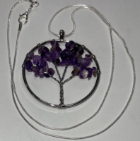 (1) Amethyst Gemstones “Tree Of Life” W/ .925 Necklace