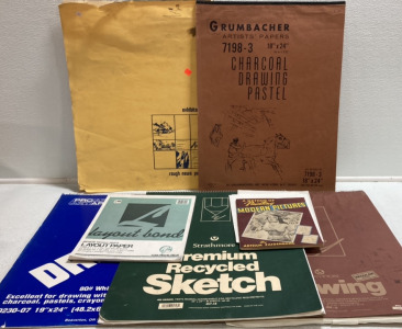 (5) 18” x 24” Drawing Pads, (1) 11” x 14” Drawing Pad, Loose Paper, 1946 Art Book