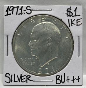 (1) 1971-S BU+++ Silver Ike Eisenhower Dollar Carded