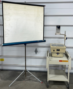 VINTAGE Dry-Lam Overhead Projector With Cart And Screen