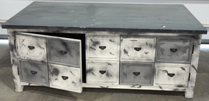 Grey And White Painted Wooden 2-Door Credenza/ Tv Stand