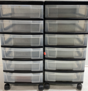 (2) Black Rolling Plastic Drawers