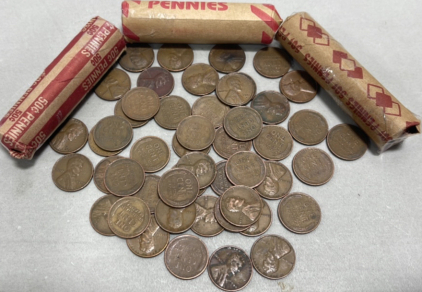 (200) US Wheat Back Lincoln One Cent Coins Minted Between 1909-1958, Mixed Mint Marks And Dates