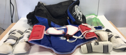 Tae Kwon Do Bag and Equipment, (4) Insoles of Various Sizes