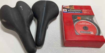 (2) Bicycle Seats, (1) Set of Schwinn Training Wheels