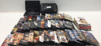 (48) Assorted Movies, (1) Portable DVD Player With Remote, All Cords, and Carrying Case.