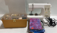 Kenmore Sewing Machine, Sewing Notions Case, Fabric Scraps