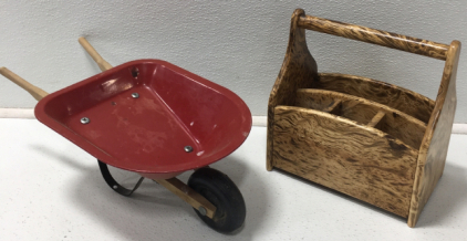 Mini Wheelbarrow, Small Wooden Organizer