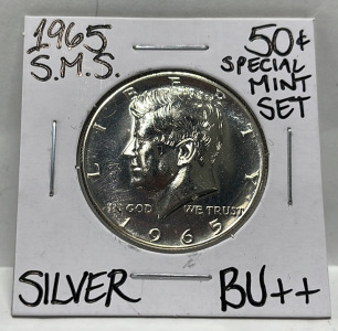 (1) 1965 BU++ SMS Silver Kennedy Half Dollar Carded