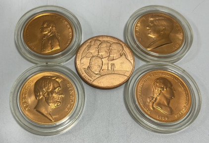 (4) Presidential Copper Rounds… Jefferson, Kennedy, Lincoln, Washington, (1) Apollo 13 Copper Round