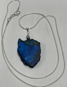 (1) 35.95ct Blue Lapis Lazuli Imperial Jasper Freeform Slice .925 Necklace