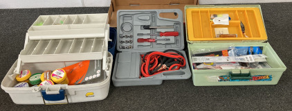 Tackle Boxes With Tackle And Jumper Cables