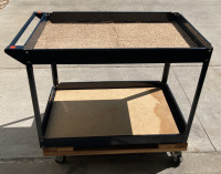 2 Tier Metal Rolling Tool Cart With Carpet On Top Tier