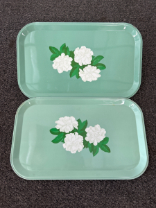 (2) Vintage Mint Colored Serving Trays