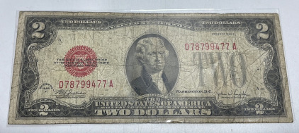 (1) 1928 F Red Seal $2 Bill