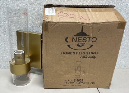 (1) Clear Glass Brass Capron Wall Sconce