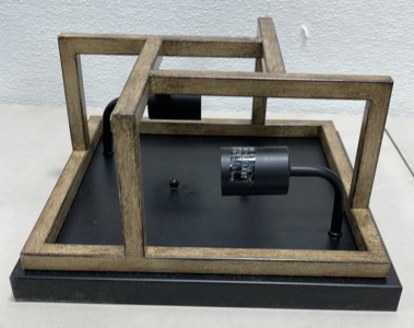 (1) Ceiling Mount External Light Fixture , Max 60W, AC120V 60Hz Black And Wood Painted.