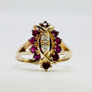 14K Gold Ruby & Diamond Ring