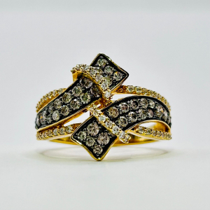 LeVian 14K Yellow Gold Chocolate & White Diamond Ring