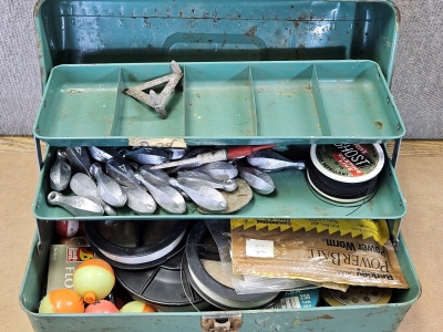 14" Metal Tackle Box w/ Contents