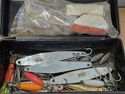 11" Box w/ Lures, Hooks, & Sinkers
