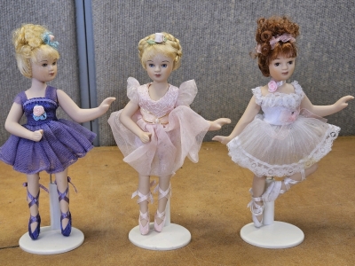 8" Porcelain Ballerina Dolls w/ stands